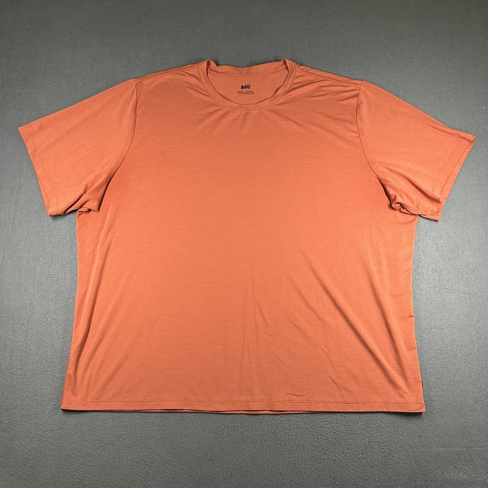 REI Co-op Shirt Mens 3XL Orange Short Sleeve Crewneck‎ Stretch Athletic P=Tee